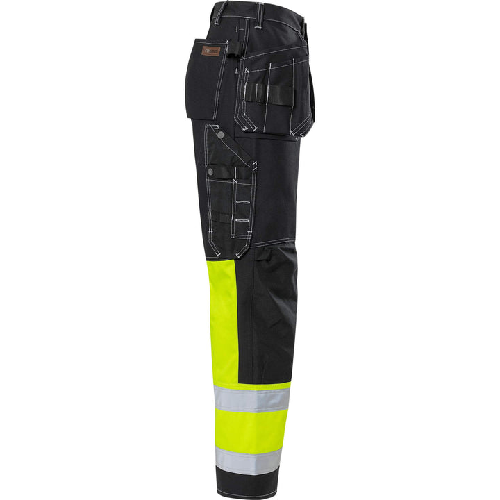 Fristads Hi-Vis Craftsman Holster Pocket Trousers Class 1 - 247 FAS Black Back3#colour_black