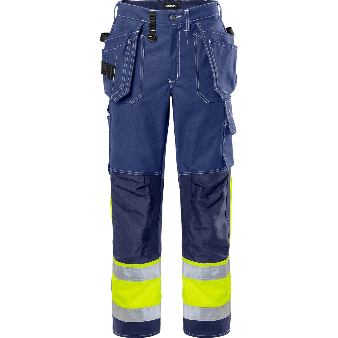 Fristads Hi-Vis Craftsman Holster Pocket Trousers Class 1 - 247 FAS Dark Blue Front1#colour_dark-blue