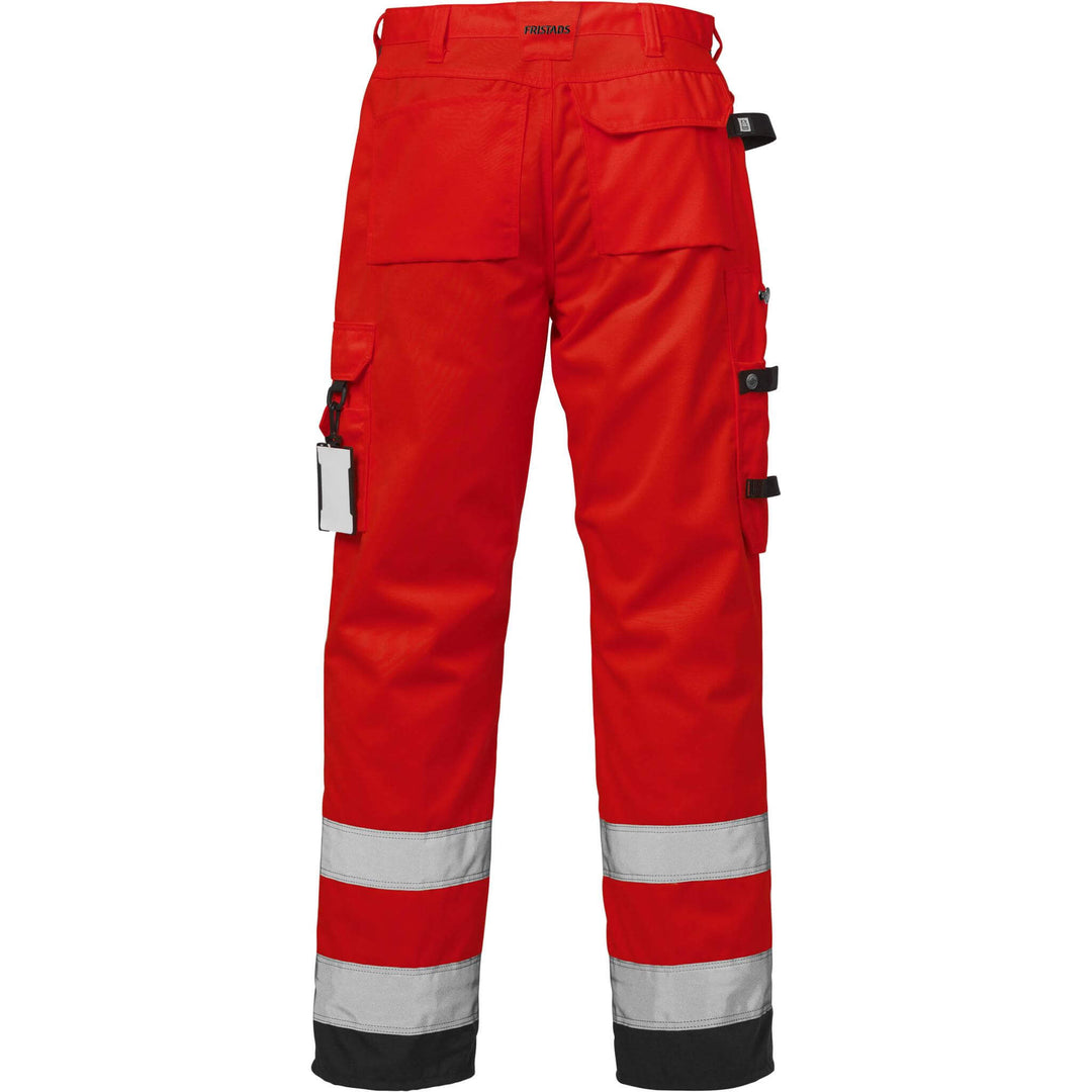 Fristads Hi-Vis Craftsman Holster Pocket Trousers Class 2 - 2025 PLU Hi-Vis Red/Black Back1#colour_hi-vis-red-black