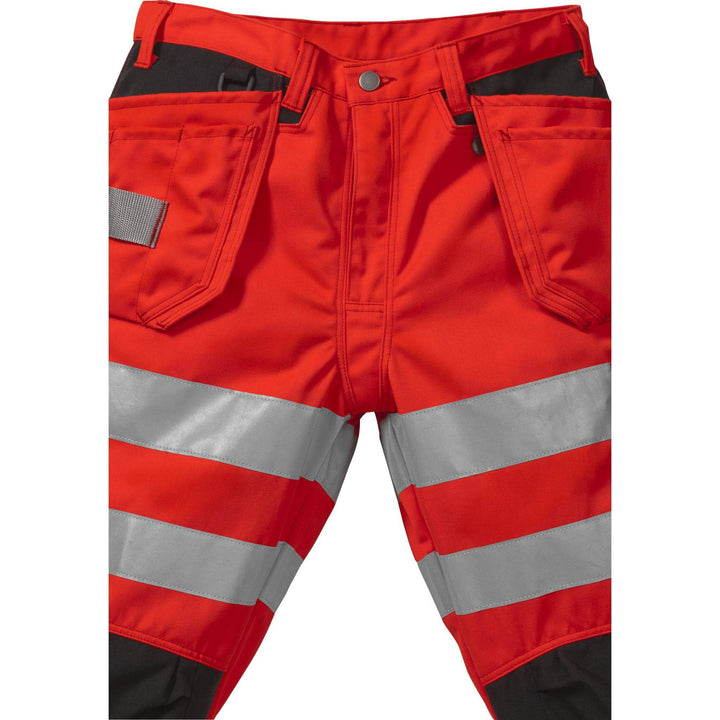 Fristads Hi-Vis Craftsman Holster Pocket Trousers Class 2 - 2025 PLU Hi-Vis Red/Black Detail4#colour_hi-vis-red-black