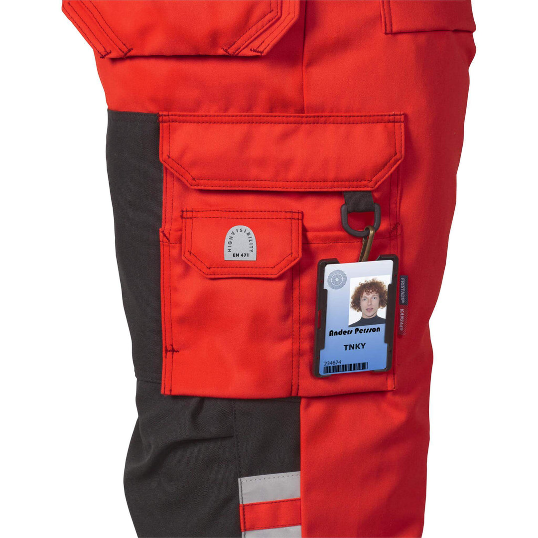 Fristads Hi-Vis Craftsman Holster Pocket Trousers Class 2 - 2025 PLU Hi-Vis Red/Black Detail5#colour_hi-vis-red-black