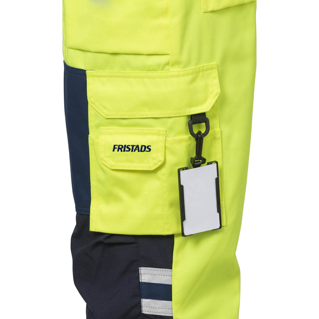Fristads Hi-Vis Craftsman Holster Pocket Trousers Class 2 - 2025 PLU Hi-Vis Yellow/Navy Detail1#colour_hi-vis-yellow-navy