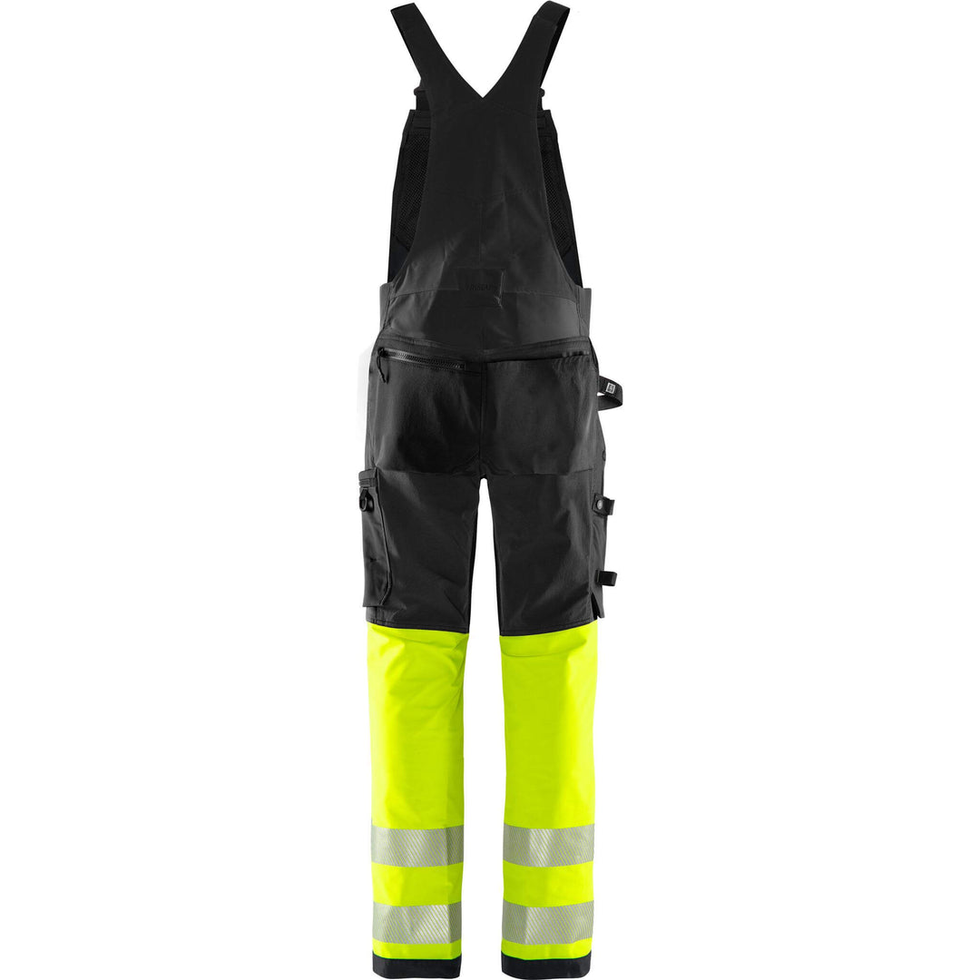 Fristads Hi-Vis Green 4-Way-Stretch Bib and Brace Class 1 - 1032 GSTP Hi-Vis Yellow/Black Back1#colour_hi-vis-yellow-black