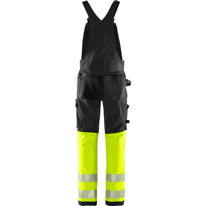 Fristads Hi-Vis Green 4-Way-Stretch Bib and Brace Class 1 - 1032 GSTP Hi-Vis Yellow/Black Back1#colour_hi-vis-yellow-black