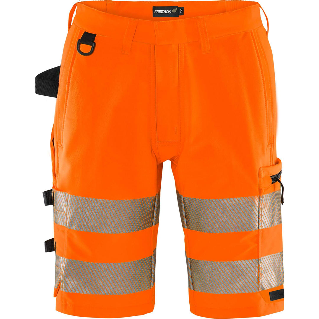 Fristads Hi-Vis Green 4-Way-Stretch Shorts Class 2 - 2648 GSTP Hi-Vis Orange Front1#colour_hi-vis-orange