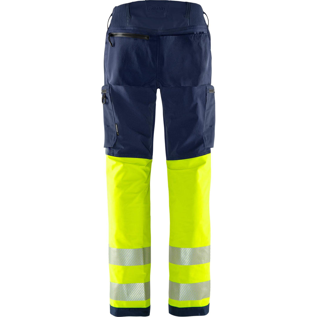 Fristads Hi-Vis Green 4-Way-Stretch Trousers Class 1 - 2647 GSTP Hi-Vis Yellow/Navy Back1#colour_hi-vis-yellow-navy