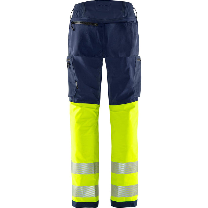 Fristads Hi-Vis Green 4-Way-Stretch Trousers Class 1 - 2647 GSTP Hi-Vis Yellow/Navy Back1#colour_hi-vis-yellow-navy