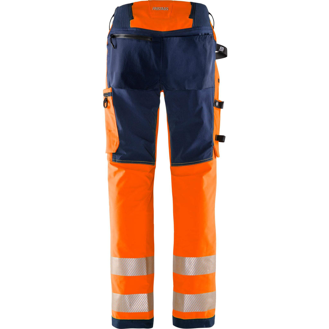 Fristads Hi-Vis Green 4-Way-Stretch Trousers Class 2 - 2645 GSTP Hi-Vis Orange/Navy Back1#colour_hi-vis-orange-navy