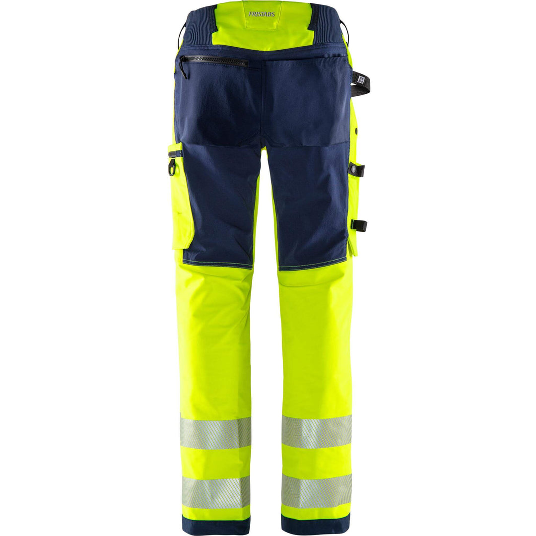 Fristads Hi-Vis Green 4-Way-Stretch Trousers Class 2 - 2645 GSTP Hi-Vis Yellow/Navy Back1#colour_hi-vis-yellow-navy