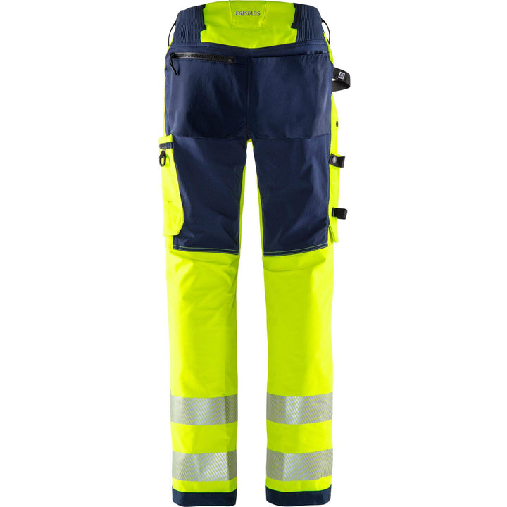 Fristads Hi-Vis Green 4-Way-Stretch Trousers Class 2 - 2645 GSTP Hi-Vis Yellow/Navy Back1#colour_hi-vis-yellow-navy