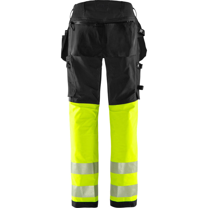Fristads Hi-Vis Green Craftsman 4-Way-Stretch Holster Pocket Trousers Class 1 - 2643 GSTP Hi-Vis Yellow/Black Back1#colour_hi-vis-yellow-black