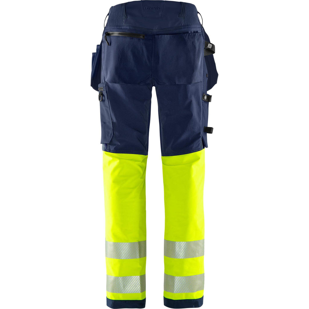 Fristads Hi-Vis Green Craftsman 4-Way-Stretch Holster Pocket Trousers Class 1 - 2643 GSTP Hi-Vis Yellow/Navy Back1#colour_hi-vis-yellow-navy