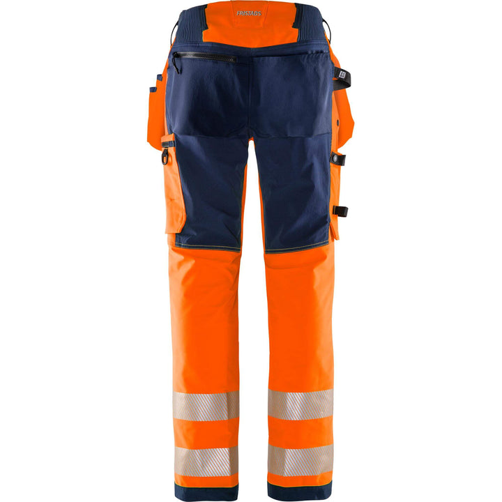 Fristads Hi-Vis Green Craftsman 4-Way-Stretch Holster Pocket Trousers Class 2 - 2644 GSTP Hi-Vis Orange/Navy Back1#colour_hi-vis-orange-navy
