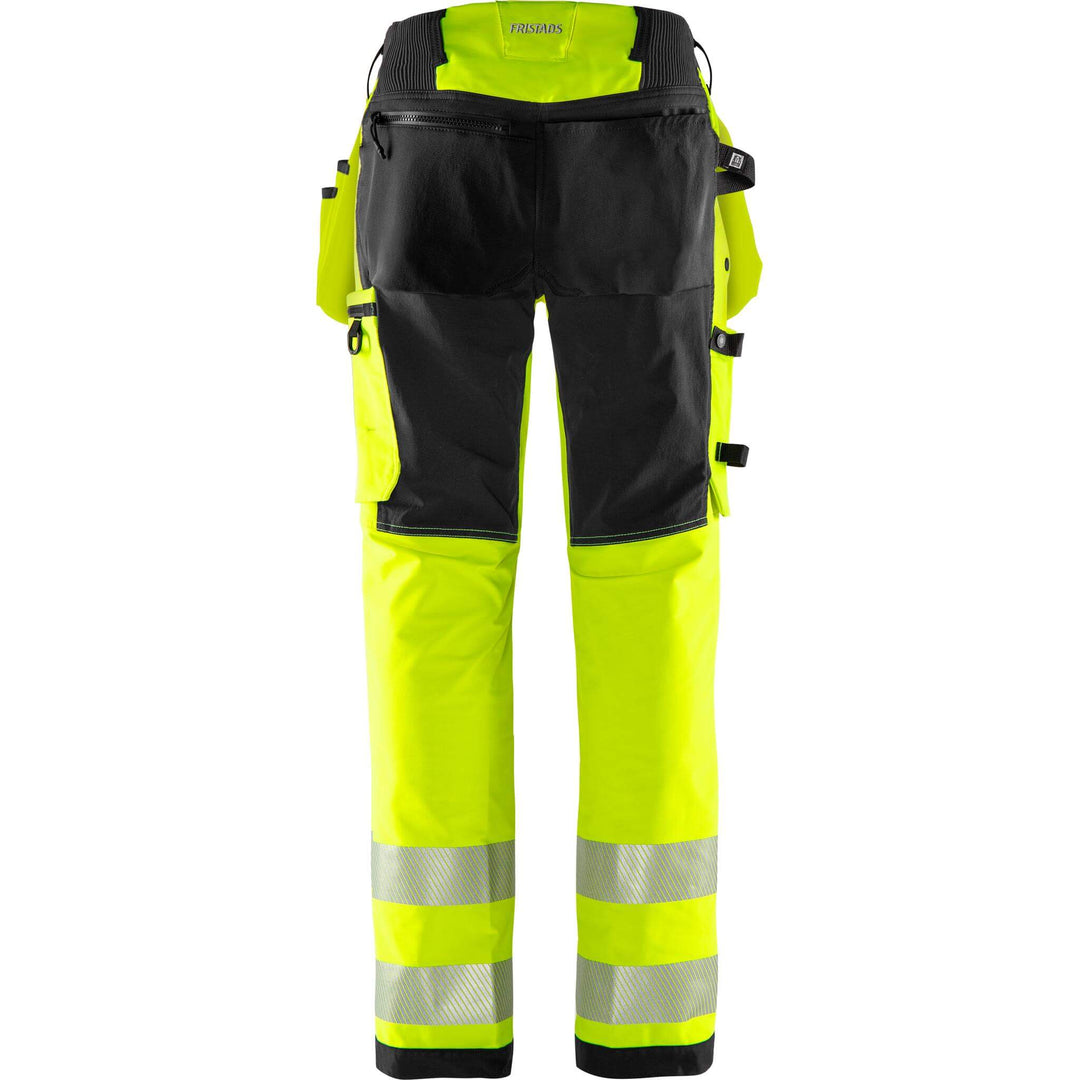 Fristads Hi-Vis Green Craftsman 4-Way-Stretch Holster Pocket Trousers Class 2 - 2644 GSTP Hi-Vis Yellow/Black Back1#colour_hi-vis-yellow-black
