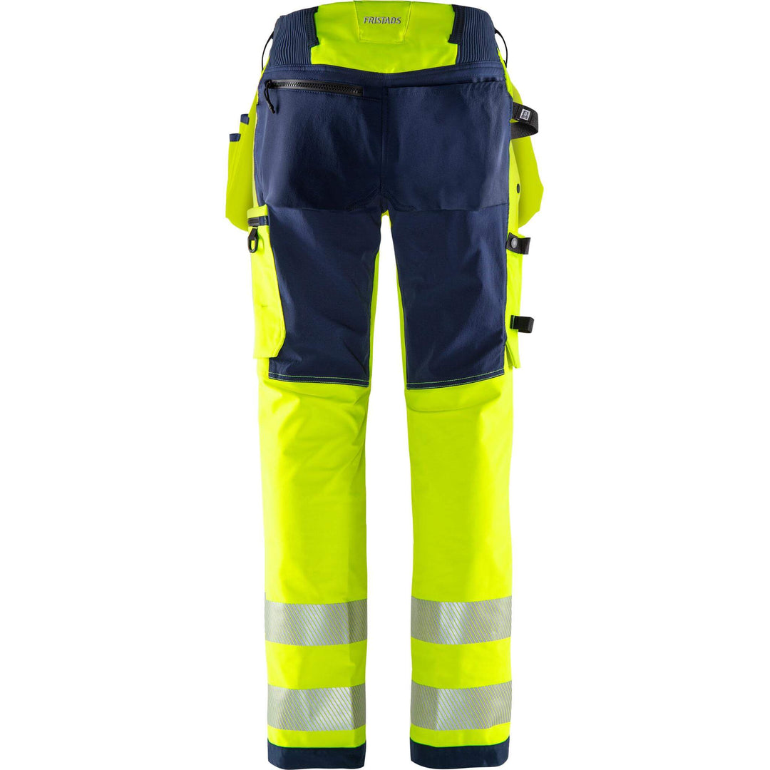 Fristads Hi-Vis Green Craftsman 4-Way-Stretch Holster Pocket Trousers Class 2 - 2644 GSTP Hi-Vis Yellow/Navy Back1#colour_hi-vis-yellow-navy