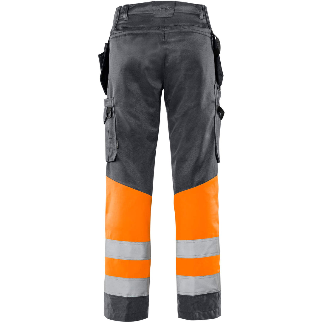 Fristads Hi-Vis Green Craftsman Lightweight Holster Pocket Trousers Class 1 - 2640 GPLU Hi-Vis Orange/Grey Back1#colour_hi-vis-orange-grey