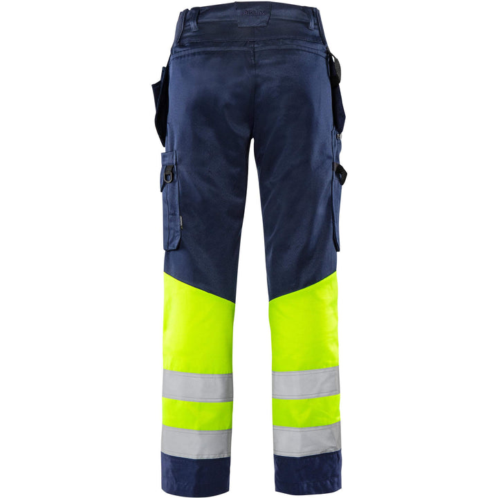 Fristads Hi-Vis Green Craftsman Lightweight Holster Pocket Trousers Class 1 - 2640 GPLU Hi-Vis Yellow/Navy Back1#colour_hi-vis-yellow-navy