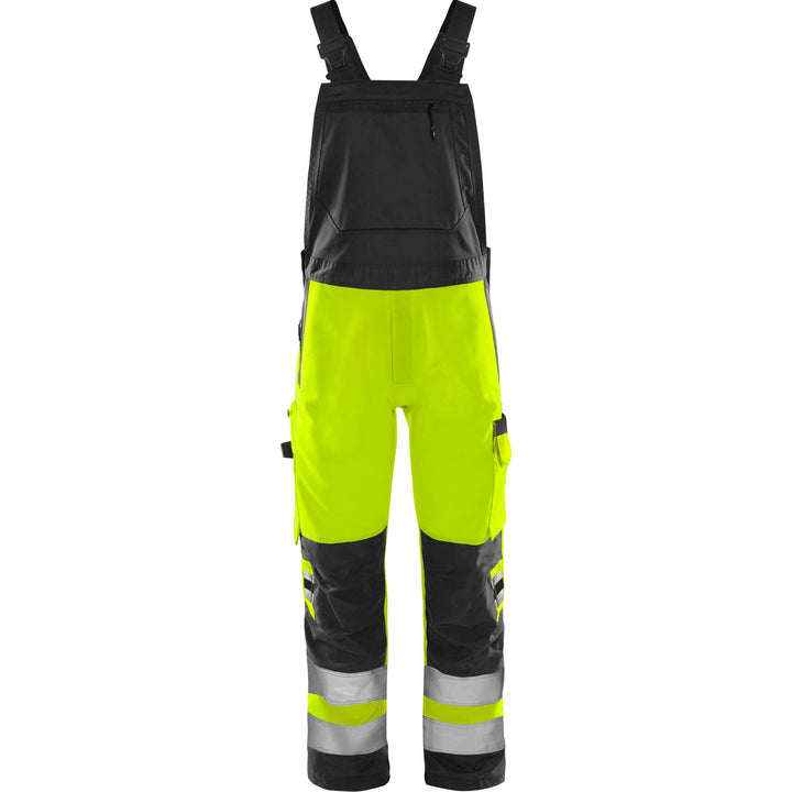 Fristads Hi-Vis Green Durable Lightweight Bib and Brace Class 2 - 1030 GPLU Hi-Vis Yellow/Black Front1#colour_hi-vis-yellow-black