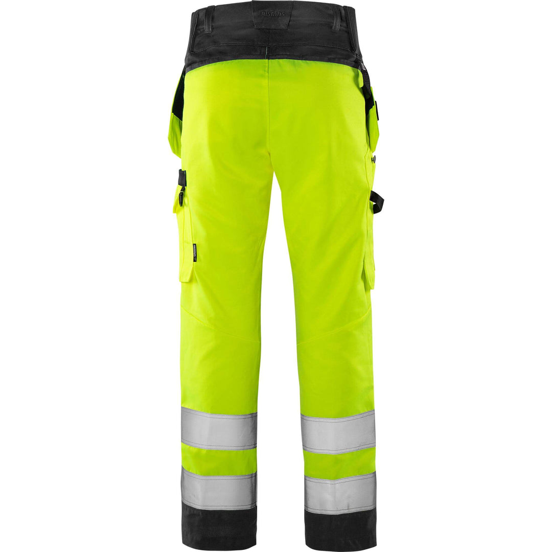 Fristads Hi-Vis Green Durable Lightweight Craftsman Holster Pocket Trousers Class 2 - 2641 GPLU Hi-Vis Yellow/Black Back1#colour_hi-vis-yellow-black