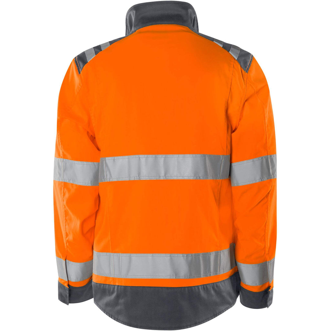 Fristads Hi-Vis Green Durable Lightweight Jacket Class 3 - 4067 GPLU Hi-Vis Orange/Grey Back1#colour_hi-vis-orange-grey