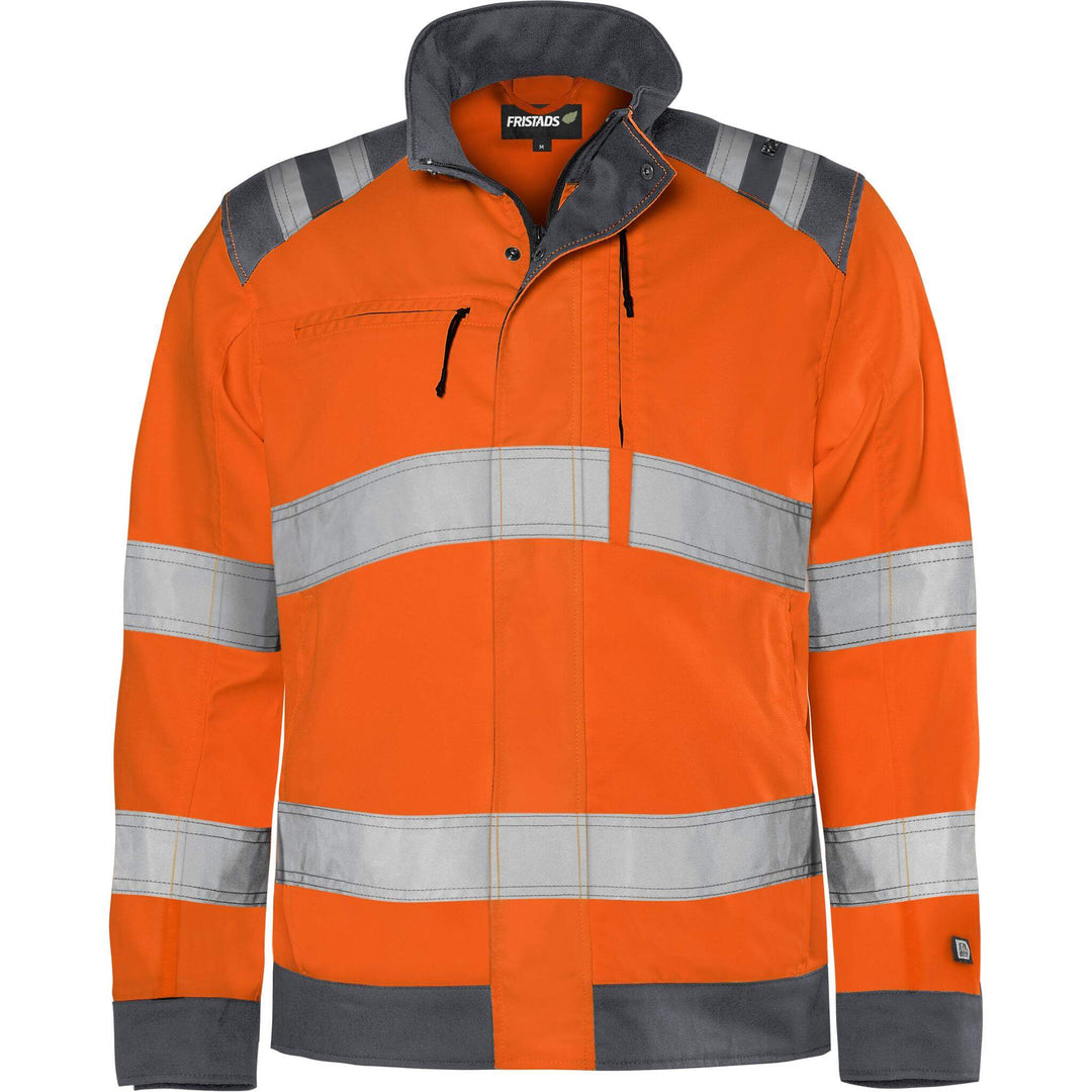 Fristads Hi-Vis Green Durable Lightweight Jacket Class 3 - 4067 GPLU Hi-Vis Orange/Grey Front1#colour_hi-vis-orange-grey