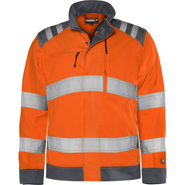 Fristads Hi-Vis Green Durable Lightweight Jacket Class 3 - 4067 GPLU Hi-Vis Orange/Grey Front1#colour_hi-vis-orange-grey