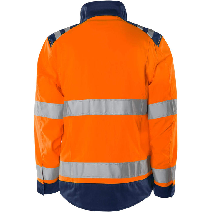 Fristads Hi-Vis Green Durable Lightweight Jacket Class 3 - 4067 GPLU Hi-Vis Orange/Navy Back1#colour_hi-vis-orange-navy