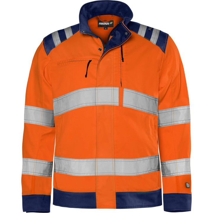 Fristads Hi-Vis Green Durable Lightweight Jacket Class 3 - 4067 GPLU Hi-Vis Orange/Navy Front1#colour_hi-vis-orange-navy
