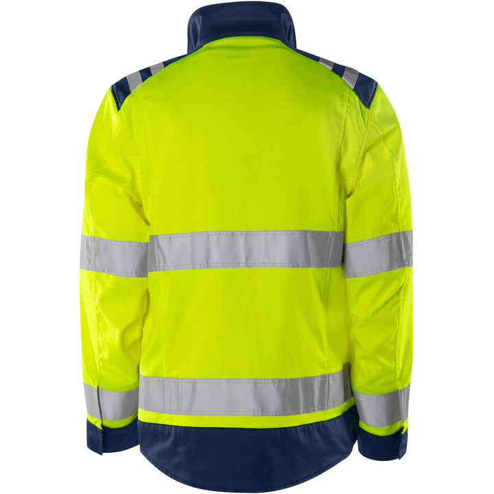 Fristads Hi-Vis Green Durable Lightweight Jacket Class 3 - 4067 GPLU Hi-Vis Yellow/Navy Back1#colour_hi-vis-yellow-navy