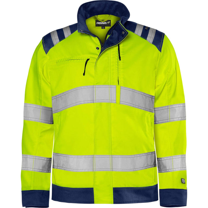 Fristads Hi-Vis Green Durable Lightweight Jacket Class 3 - 4067 GPLU Hi-Vis Yellow/Navy Front1#colour_hi-vis-yellow-navy