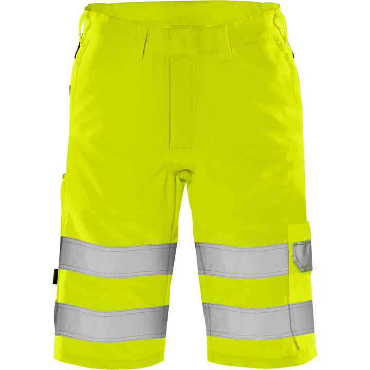 Fristads Hi-Vis Green Durable Lightweight Shorts Class 2 - 2650 GPLU Hi-Vis Yellow Front1#colour_hi-vis-yellow