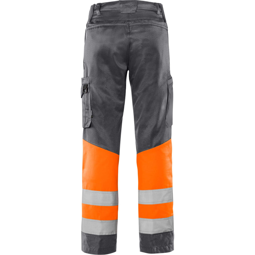 Fristads Hi-Vis Green Durable Lightweight Trousers Class 1 - 2668 GPLU Hi-Vis Orange/Grey Back1#colour_hi-vis-orange-grey