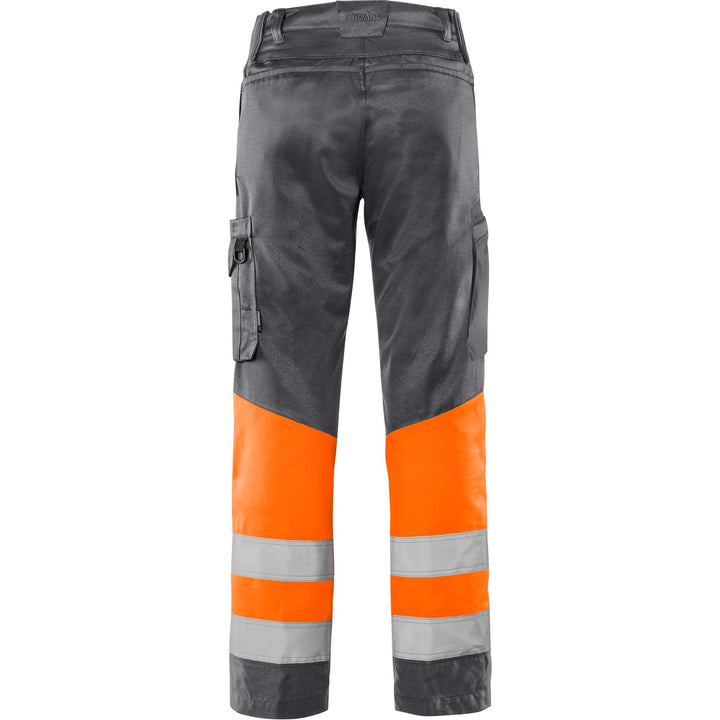 Fristads Hi-Vis Green Durable Lightweight Trousers Class 1 - 2668 GPLU Hi-Vis Orange/Grey Back1#colour_hi-vis-orange-grey