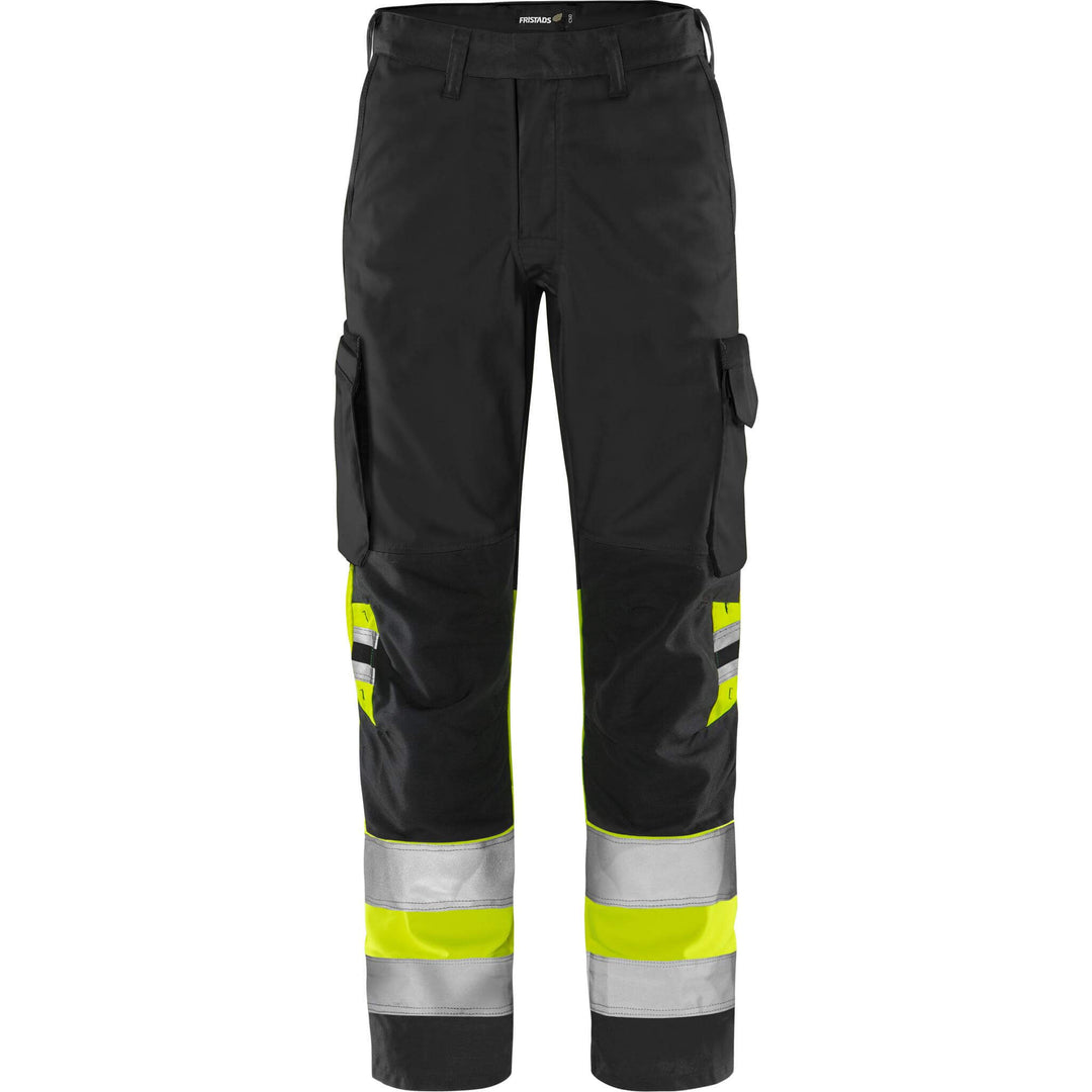 Fristads Hi-Vis Green Durable Lightweight Trousers Class 1 - 2668 GPLU Hi-Vis Yellow/Black Front1#colour_hi-vis-yellow-black