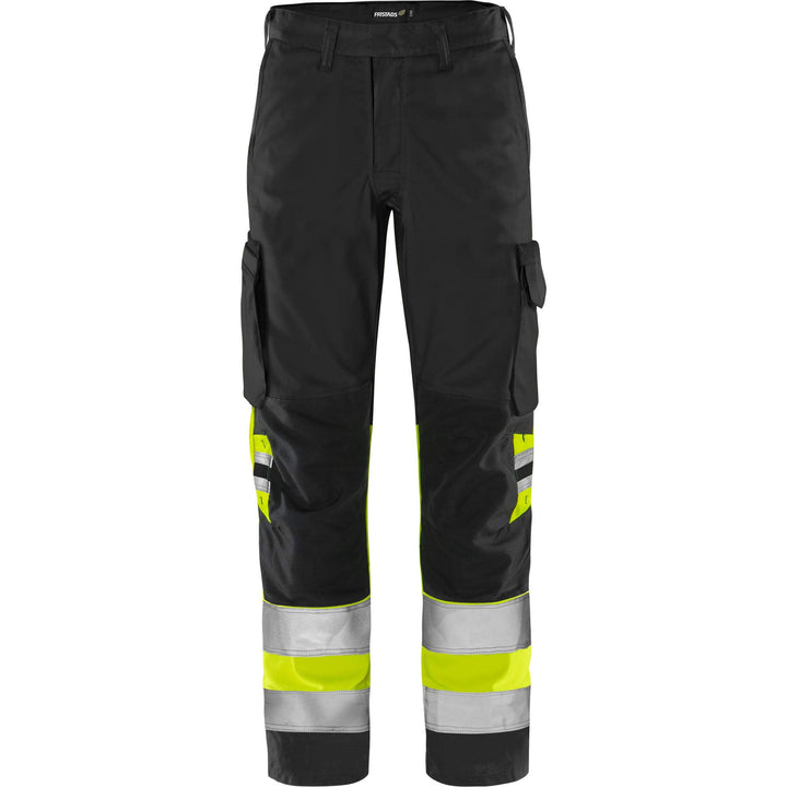 Fristads Hi-Vis Green Durable Lightweight Trousers Class 1 - 2668 GPLU Hi-Vis Yellow/Black Front1#colour_hi-vis-yellow-black