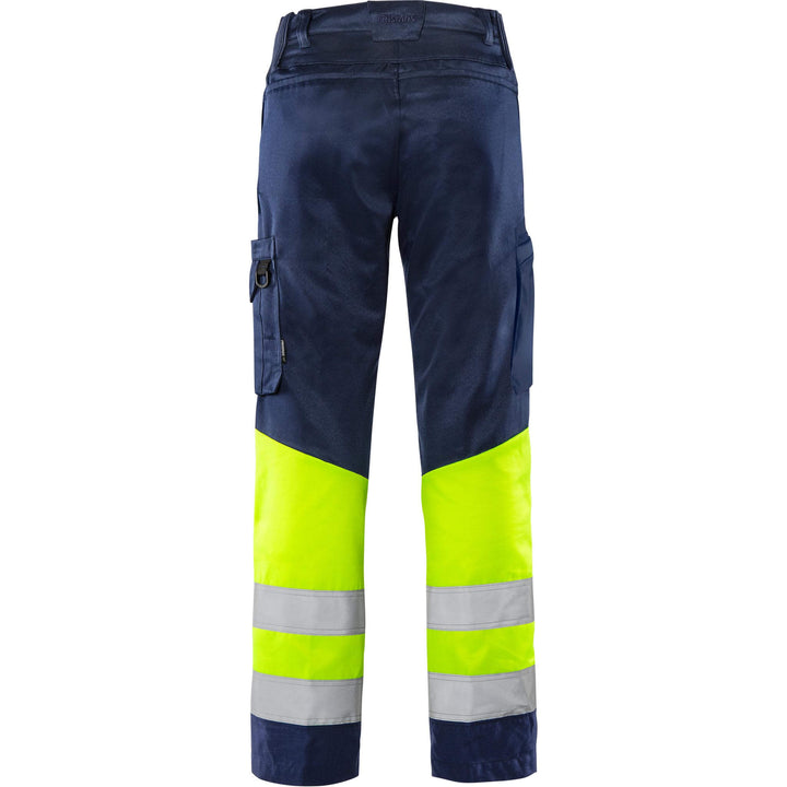 Fristads Hi-Vis Green Durable Lightweight Trousers Class 1 - 2668 GPLU Hi-Vis Yellow/Navy Back1#colour_hi-vis-yellow-navy