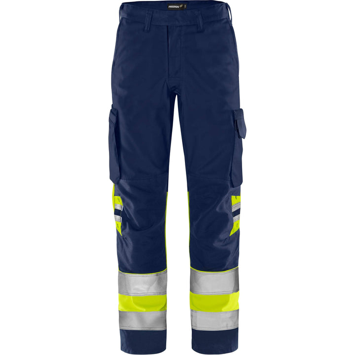Fristads Hi-Vis Green Durable Lightweight Trousers Class 1 - 2668 GPLU Hi-Vis Yellow/Navy Front1#colour_hi-vis-yellow-navy