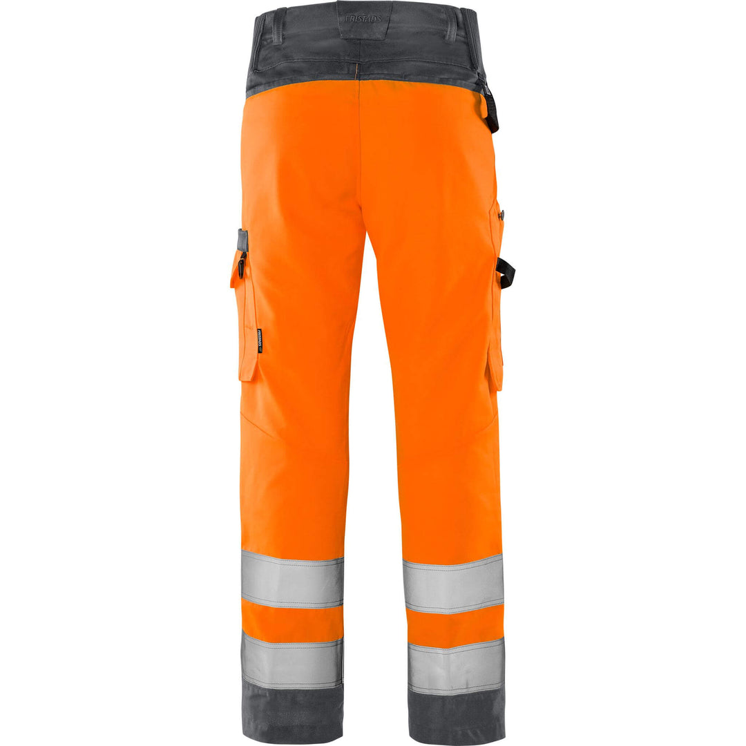 Fristads Hi-Vis Green Durable Lightweight Trousers Class 2 - 2651 GPLU Hi-Vis Orange/Grey Back1#colour_hi-vis-orange-grey