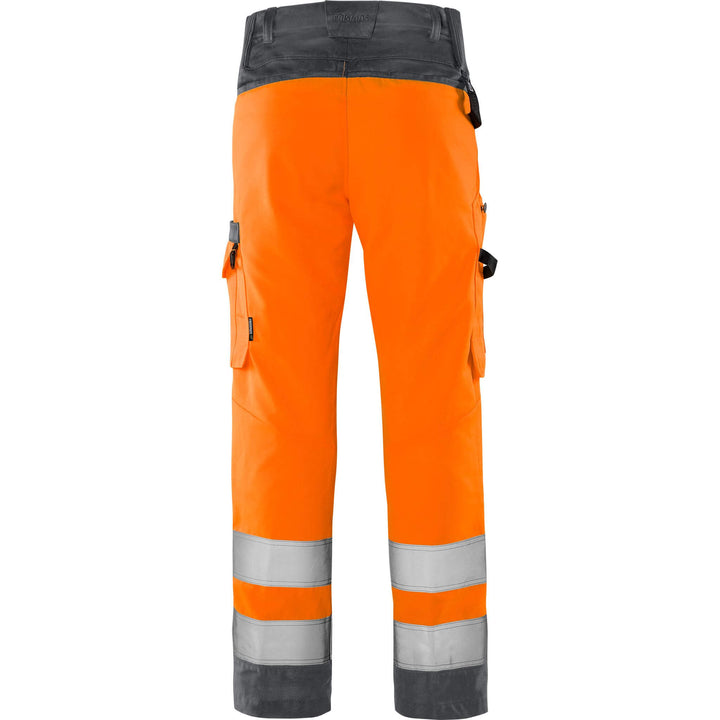 Fristads Hi-Vis Green Durable Lightweight Trousers Class 2 - 2651 GPLU Hi-Vis Orange/Grey Back1#colour_hi-vis-orange-grey