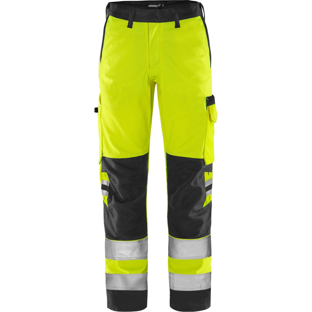 Fristads Hi-Vis Green Durable Lightweight Trousers Class 2 - 2651 GPLU Hi-Vis Yellow/Black Front1#colour_hi-vis-yellow-black