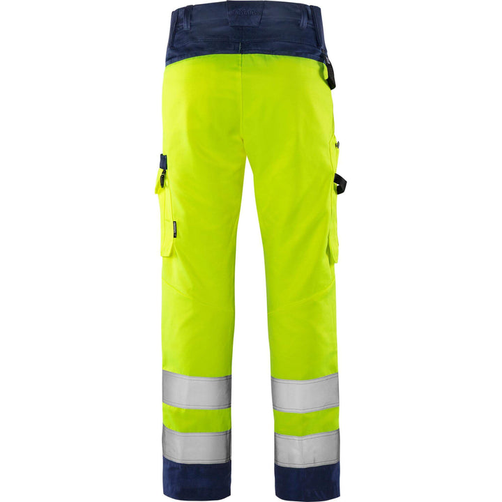 Fristads Hi-Vis Green Durable Lightweight Trousers Class 2 - 2651 GPLU Hi-Vis Yellow/Navy Back1#colour_hi-vis-yellow-navy