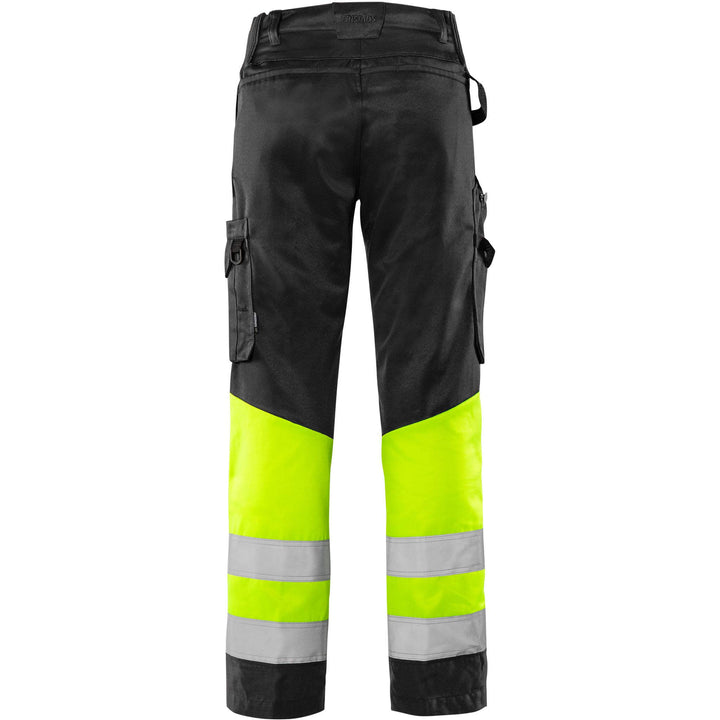 Fristads Hi-Vis Green Lightweight Durable Trousers Class 1 - 2649 GPLU Hi-Vis Yellow/Black Back1#colour_hi-vis-yellow-black