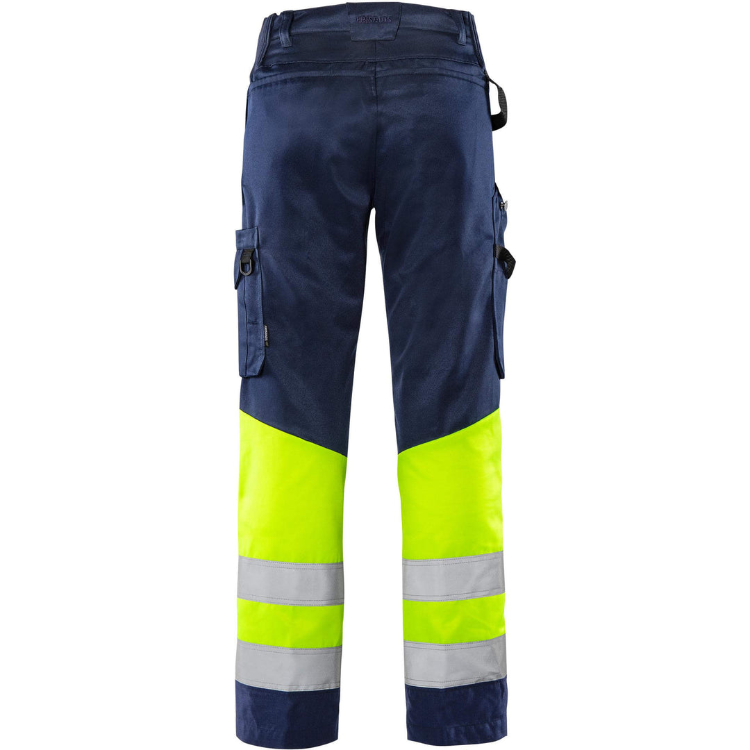 Fristads Hi-Vis Green Lightweight Durable Trousers Class 1 - 2649 GPLU Hi-Vis Yellow/Navy Back1#colour_hi-vis-yellow-navy