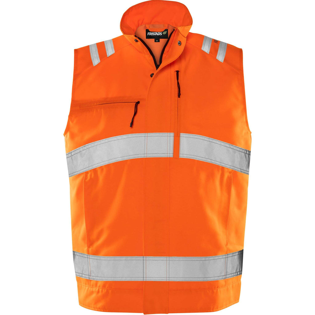Fristads Hi-Vis Green Lightweight Durable Waistcoat Class 2 - 5067 GPLU Hi-Vis Orange Front1#colour_hi-vis-orange
