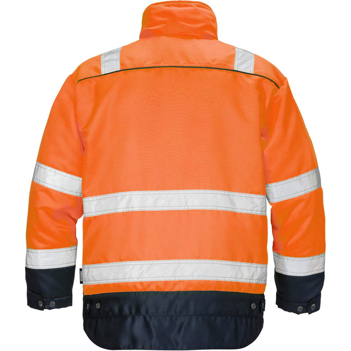 Fristads Hi-Vis Insulated Winter Jacket Class 3 - 444 PP Hi-Vis Orange/Navy Back1#colour_hi-vis-orange-navy