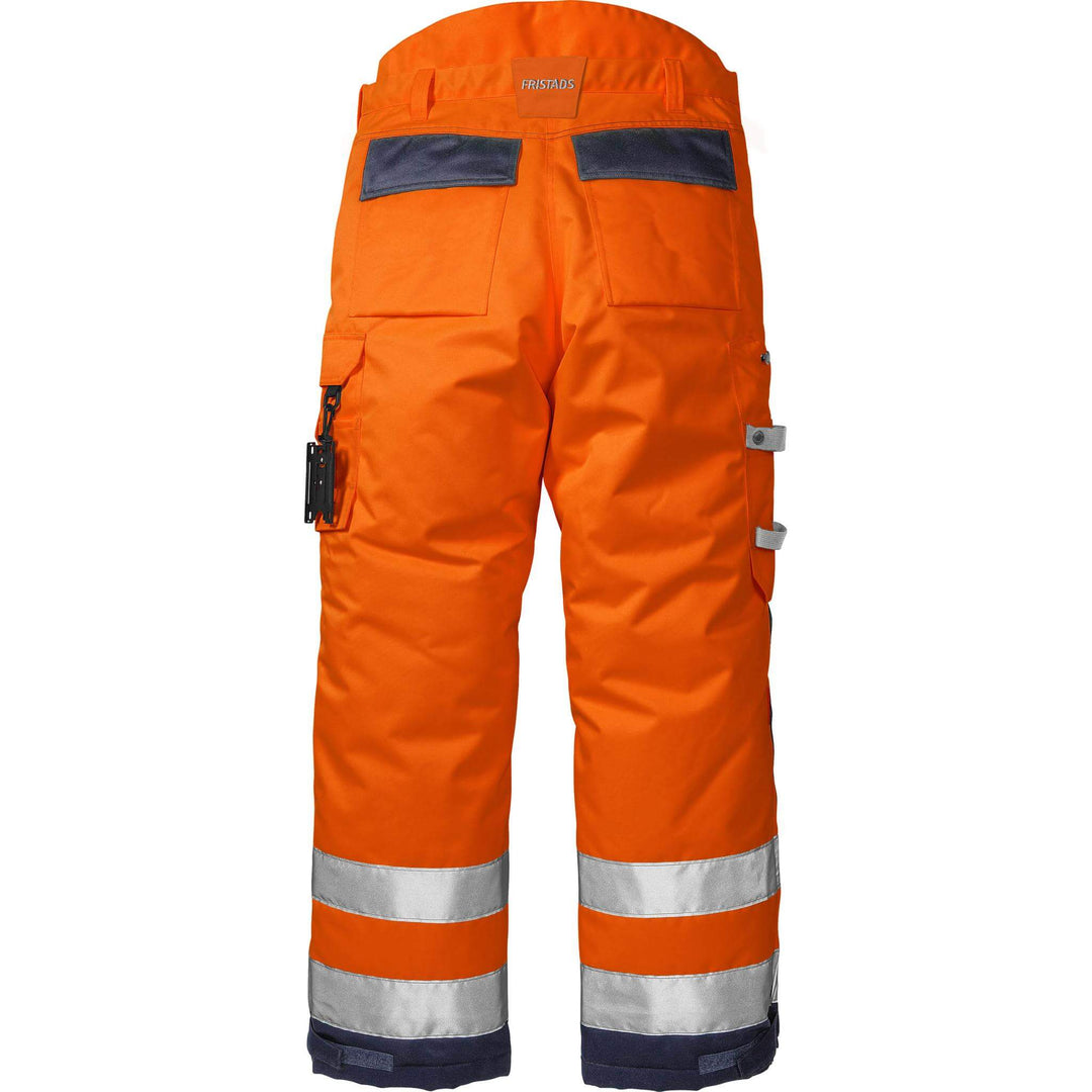 Fristads Hi-Vis Insulated Winter Trousers Class 2 - 2034 PP Hi-Vis Orange/Navy Back1#colour_hi-vis-orange-navy