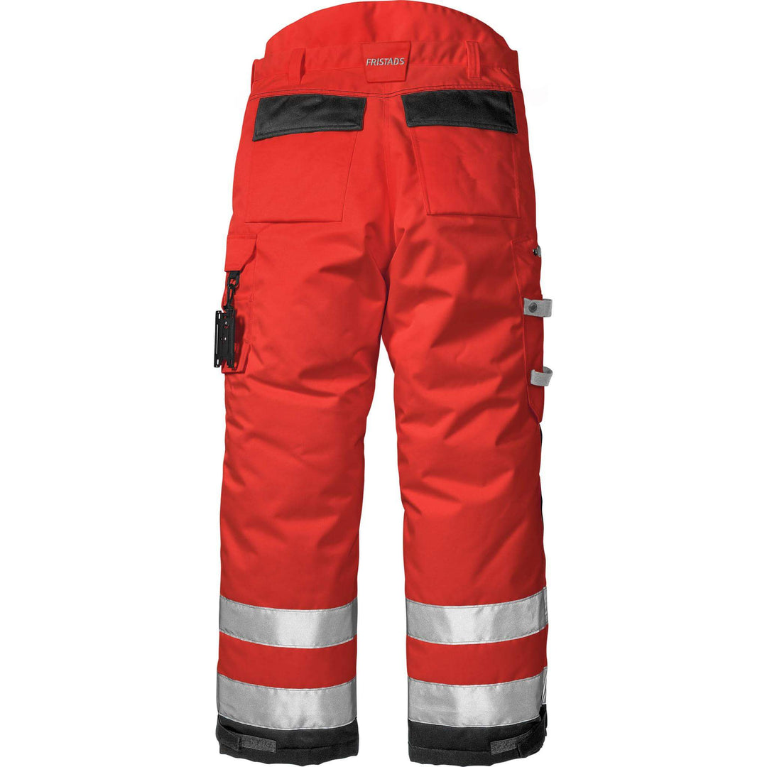 Fristads Hi-Vis Insulated Winter Trousers Class 2 - 2034 PP Hi-Vis Red/Black Back1#colour_hi-vis-red-black