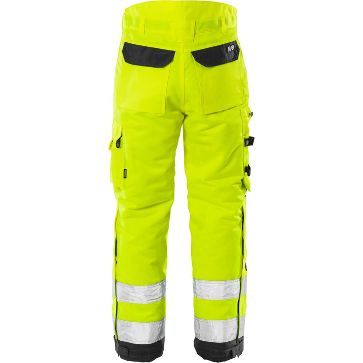 Fristads Hi-Vis Insulated Winter Trousers Class 2 - 2034 PP Hi-Vis Yellow/Black Back1#colour_hi-vis-yellow-black