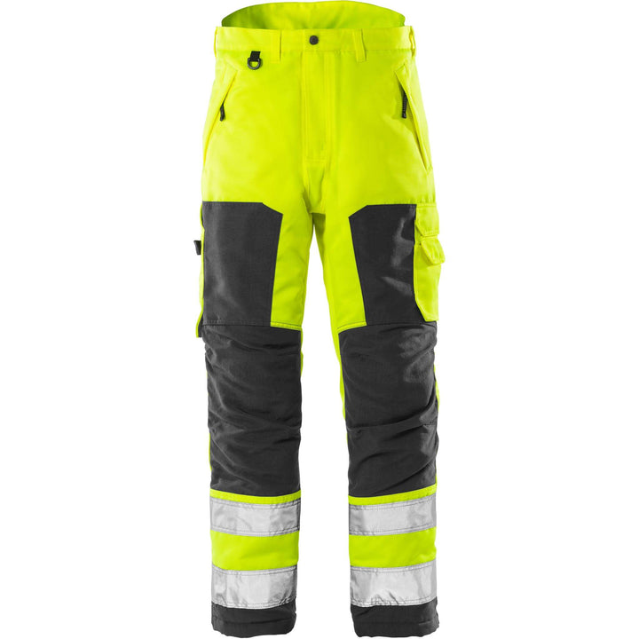 Fristads Hi-Vis Insulated Winter Trousers Class 2 - 2034 PP Hi-Vis Yellow/Black Front1#colour_hi-vis-yellow-black