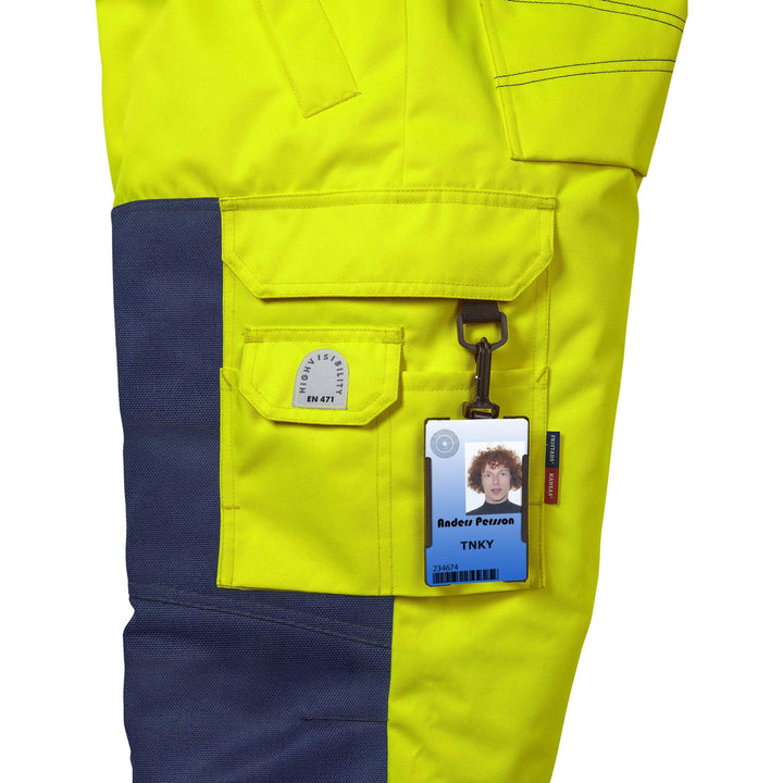 Fristads Hi-Vis Insulated Winter Trousers Class 2 - 2034 PP Hi-Vis Yellow/Navy Detail4#colour_hi-vis-yellow-navy